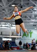 25 January 2020; Niamh O Neill of St. Colmans South Mayo A.C., competing in the Junior Women's Long Jump during the Irish Life Health National Indoor Junior and U23 Championships at the AIT Indoor Arena in Athlone, Westmeath. Photo by Sam Barnes/Sportsfile