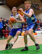 25 January 2020; Christopher Fulton of Belfast Star in action against Eoghan Sheehan of Neptune during the Hula Hoops U18 Men’s National Cup Final between Neptune and Belfast Star at the National Basketball Arena in Tallaght, Dublin. Photo by Brendan Moran/Sportsfile
