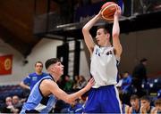 25 January 2020; Darragh Ferguson of Belfast Star in action against Kelvin O'Donoghue of Neptune during the Hula Hoops U18 Men’s National Cup Final between Neptune and Belfast Star at the National Basketball Arena in Tallaght, Dublin. Photo by Brendan Moran/Sportsfile