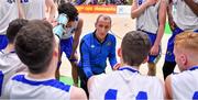 25 January 2020; Belfast Star coach Gerard Ryan speaks to his players during the Hula Hoops U18 Men’s National Cup Final between Neptune and Belfast Star at the National Basketball Arena in Tallaght, Dublin. Photo by Brendan Moran/Sportsfile