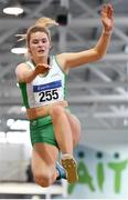 25 January 2020; Laura Cunningham of Craughwell A.C., Co. Galway, competing in the U23 Women's Long Jump during the Irish Life Health National Indoor Junior and U23 Championships at the AIT Indoor Arena in Athlone, Westmeath. Photo by Sam Barnes/Sportsfile