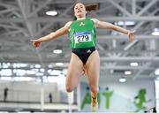 25 January 2020; Elizabeth Morland of Cushinstown A.C., Co. Meath, competing in the U23 Women's Long Jump during the Irish Life Health National Indoor Junior and U23 Championships at the AIT Indoor Arena in Athlone, Westmeath. Photo by Sam Barnes/Sportsfile