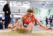 25 January 2020; Fodhla Nicpháidín of Rosses A.C., Co. Donegal, competing in the U23 Women's Long Jump during the Irish Life Health National Indoor Junior and U23 Championships at the AIT Indoor Arena in Athlone, Westmeath. Photo by Sam Barnes/Sportsfile