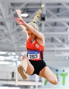 25 January 2020; Fodhla Nicpháidín of Rosses A.C., Co. Donegal, competing in the U23 Women's Long Jump during the Irish Life Health National Indoor Junior and U23 Championships at the AIT Indoor Arena in Athlone, Westmeath. Photo by Sam Barnes/Sportsfile