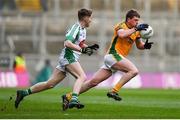 25 January 2020; Brian O'Neill of Rathgarogue-Cushinstown in action against Damien Bourke of Na Gaeil during the AIB GAA Football All-Ireland Junior Club Championship Final match between Na Gaeil and Rathgarogue-Cushinstown at Croke Park in Dublin. Photo by Ben McShane/Sportsfile