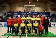 25 January 2020; IT Carlow Basketball players prior to the Hula Hoops President’s National Cup Final between IT Carlow Basketball and Tradehouse Central Ballincollig at the National Basketball Arena in Tallaght, Dublin. Photo by Harry Murphy/Sportsfile
