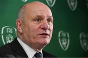 25 January 2020; FAI President elect Gerry McAnaney during a press conference following an FAI EGM at the Crowne Plaza Hotel in Blanchardstown in Dublin. Photo by Matt Browne/Sportsfile