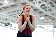 25 January 2020; Anna Ryan of Moycarkey Coolcroo A.C., Co. Tipperary, celebrates a clearance whilst competing in the Junior Women's Pole Vault during the Irish Life Health National Indoor Junior and U23 Championships at the AIT Indoor Arena in Athlone, Westmeath. Photo by Sam Barnes/Sportsfile