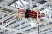 25 January 2020; Anna Ryan of Moycarkey Coolcroo A.C., Co. Tipperary, competing in the Junior Women's Pole Vault during the Irish Life Health National Indoor Junior and U23 Championships at the AIT Indoor Arena in Athlone, Westmeath. Photo by Sam Barnes/Sportsfile