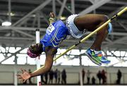 25 January 2020; Nelvin Appiah of Longford A.C., Co. Longford, fails a clearance whilst competing in the Junior Men's High Jump during the Irish Life Health National Indoor Junior and U23 Championships at the AIT Indoor Arena in Athlone, Westmeath. Photo by Sam Barnes/Sportsfile