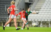 25 January 2020; Eimear Scally of Cork scores her side's first goal despite the efforts of Karen McDermott of Westmeath during the 2020 Lidl Ladies National Football League Division 1 Round 1 match between Cork and Westmeath at Páirc Ui Chaoimh in Cork. Photo by Eóin Noonan/Sportsfile