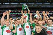 25 January 2020; Na Gaeil captain Eoin Doody lifts the cup following the AIB GAA Football All-Ireland Junior Club Championship Final match between Na Gaeil and Rathgarogue-Cushinstown at Croke Park in Dublin. Photo by Ramsey Cardy/Sportsfile