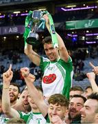 25 January 2020; The Na Gaeil captain Eoin Doody, surrounded by team-mates, lifts the cup following the AIB GAA Football All-Ireland Junior Club Championship Final match between Na Gaeil and Rathgarogue-Cushinstown at Croke Park in Dublin.  Photo by Ray McManus/Sportsfile