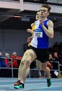 25 January 2020; James Dunne of Tullamore Harriers A.C., Offaly, on his way to winning the Junior Men's 800m during the Irish Life Health National Indoor Junior and U23 Championships at the AIT Indoor Arena in Athlone, Westmeath. Photo by Sam Barnes/Sportsfile