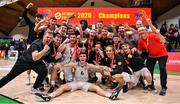 25 January 2020; The Tradehouse Central Ballincollig team celebrate with the cup after the Hula Hoops President’s National Cup Final between IT Carlow Basketball and Tradehouse Central Ballincollig at the National Basketball Arena in Tallaght, Dublin. Photo by Brendan Moran/Sportsfile