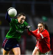 25 January 2020; Rachel Dillon of Westmeath in action against Melissa Duggan of Cork during the 2020 Lidl Ladies National Football League Division 1 Round 1 match between Cork and Westmeath at Páirc Ui Chaoimh in Cork. Photo by David Fitzgerald/Sportsfile