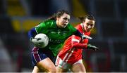 25 January 2020; Rachel Dillon of Westmeath in action against Melissa Duggan of Cork during the 2020 Lidl Ladies National Football League Division 1 Round 1 match between Cork and Westmeath at Páirc Ui Chaoimh in Cork. Photo by David Fitzgerald/Sportsfile