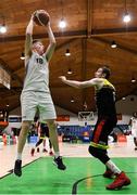 25 January 2020; Ronan O'Sullivan of Tradehouse Central Ballincollig in action against James Butler of IT Carlow during the Hula Hoops President’s National Cup Final between IT Carlow Basketball and Tradehouse Central Ballincollig at the National Basketball Arena in Tallaght, Dublin. Photo by Harry Murphy/Sportsfile