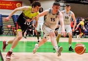 25 January 2020; Ciaran O’Sullivan of Tradehouse Central Ballincollig in action against Sean Broderick of IT Carlow during the Hula Hoops President’s National Cup Final between IT Carlow Basketball and Tradehouse Central Ballincollig at the National Basketball Arena in Tallaght, Dublin. Photo by Brendan Moran/Sportsfile