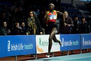 25 January 2020; Rhasidat Adeleke of Tallaght A.C., Dublin, on her way to winning the Junior Women's 200m during the Irish Life Health National Indoor Junior and U23 Championships at the AIT Indoor Arena in Athlone, Westmeath. Photo by Sam Barnes/Sportsfile