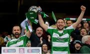 25 January 2020; Oughterard's Eddie O'Sullivan, left, and Ronan Molloy lift the cup following the AIB GAA Football All-Ireland Intermediate Club Championship Final match between Magheracloone and Oughterard at Croke Park in Dublin.Photo by Ramsey Cardy/Sportsfile