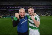 25 January 2020; Oughterard manager Tommy Finnerty and Niall Lee celebrate following the AIB GAA Football All-Ireland Intermediate Club Championship Final match between Magheracloone and Oughterard at Croke Park in Dublin.Photo by Ramsey Cardy/Sportsfile