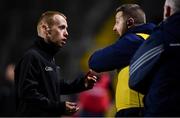 25 January 2020; Cork selector Cian O'Neill remonstrates with sideline official Jonathan Hayes during the Allianz Football League Division 3 Round 1 match between Cork and Offaly at Páirc Ui Chaoimh in Cork. Photo by David Fitzgerald/Sportsfile