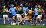 25 January 2020; Dean Rock of Dublin is fouled by Kerry's Brian Ó Beaglaoich, left, and goalkeeper Shane Ryan, resulting in a penalty, during the Allianz Football League Division 1 Round 1 match between Dublin and Kerry at Croke Park in Dublin. Photo by Ben McShane/Sportsfile