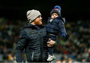 25 January 2020; Cian O'Grady, age 1, with his father Luke, from Castletown, Co Laois, during half time during the Allianz Hurling League Division 1 Group B Round 1 match between Laois and Wexford at MW Hire O'Moore Park in Portlaoise, Co Laois. Photo by Michael P Ryan/Sportsfile