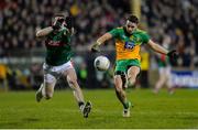 25 January 2020; Eoin McHugh of Donegal in action against Patrick Durcan of Mayo during the Allianz Football League Division 1 Round 1 match between Donegal and Mayo at MacCumhaill Park in Ballybofey, Donegal. Photo by Oliver McVeigh/Sportsfile