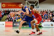 25 January 2020; Mark Reynolds of DBS Eanna in action against Darren Townes of Griffith College Templeogue during the Hula Hoops Pat Duffy National Cup Final between DBS Éanna and Griffith College Templeogue at the National Basketball Arena in Tallaght, Dublin. Photo by Brendan Moran/Sportsfile