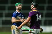 25 January 2020; Ross King of Laois with Conor McDonald of Wexford following the Allianz Hurling League Division 1 Group B Round 1 match between Laois and Wexford at MW Hire O'Moore Park in Portlaoise, Co Laois. Photo by Michael P Ryan/Sportsfile