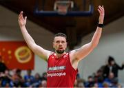 25 January 2020; Jason Killeen of Griffith College Templeogue acknowledges the crowd during the Hula Hoops Pat Duffy National Cup Final between DBS Éanna and Griffith College Templeogue at the National Basketball Arena in Tallaght, Dublin. Photo by Harry Murphy/Sportsfile