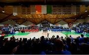 25 January 2020; A General view of Griffith College Templeogue prior to the Hula Hoops Pat Duffy National Cup Final between DBS Éanna v Griffith College Templeogue at the National Basketball Arena in Tallaght, Dublin.Amhrán na bhFiann Photo by Harry Murphy/Sportsfile