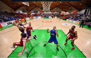 25 January 2020; Mark Reynolds, left, and Stefan Zecevic of DBS Eanna in action against Griffith College Templeogue players Stephen James, Jason Killeen and Darren Townes during the Hula Hoops Pat Duffy National Cup Final between DBS Éanna and Griffith College Templeogue at the National Basketball Arena in Tallaght, Dublin. Photo by Brendan Moran/Sportsfile