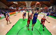 25 January 2020; Mark Reynolds of DBS Eanna in action against Darren Townes of Griffith College Templeogue during the Hula Hoops Pat Duffy National Cup Final between DBS Éanna and Griffith College Templeogue at the National Basketball Arena in Tallaght, Dublin. Photo by Brendan Moran/Sportsfile