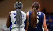 26 January 2020; The hairstyles of Debbie Ogayemi of Waterford United Wildcats, left, and Abigail Rafferty of UU Tigers during the Hula Hoops U20 Women’s National Cup Final between Waterford Wildcats and UU Tigers at the National Basketball Arena in Tallaght, Dublin. Photo by Brendan Moran/Sportsfile