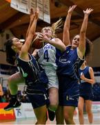 26 January 2020; Abby Flynn of Waterford United Wildcats in action against Naoishe Burns and Abigail Rafferty of UU Tigers during the Hula Hoops U20 Women’s National Cup Final between Waterford Wildcats and UU Tigers at the National Basketball Arena in Tallaght, Dublin. Photo by Brendan Moran/Sportsfile