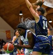 26 January 2020; Debbie Ogayemi of Waterford United Wildcats in action against Alex Mulligan of UU Tigers during the Hula Hoops U20 Women’s National Cup Final between Waterford Wildcats and UU Tigers at the National Basketball Arena in Tallaght, Dublin. Photo by Brendan Moran/Sportsfile