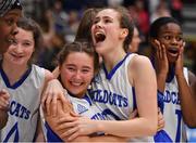 26 January 2020; Waterford United Wildcats players Anna Grogan, 2nd from right, and Eva Daniels celebrate after the Hula Hoops U20 Women’s National Cup Final between Waterford Wildcats and UU Tigers at the National Basketball Arena in Tallaght, Dublin. Photo by Brendan Moran/Sportsfile