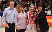 26 January 2020; Waterford United Wildcats captain Abby Flynn is presented with the cup by Basketball Ireland President Theresa Walsh, right, in the company of John Kennedy, Secretary, Basketball Northern Ireland, and Margaret Miley, Secretary, NDAC, after the Hula Hoops U20 Women’s National Cup Final between Waterford Wildcats and UU Tigers at the National Basketball Arena in Tallaght, Dublin. Photo by Brendan Moran/Sportsfile