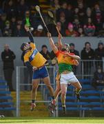 26 January 2020; Ian Galvin of Clare in action against David English of Carlow during the Allianz Hurling League Division 1 Group B Round 1 match between Clare and Carlow at Cusack Park in Ennis, Clare. Photo by Diarmuid Greene/Sportsfile