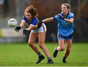 26 January 2020; Orla Winston of Tipperary in action against Sarah McCaffrey of Dublin during the 2020 Lidl Ladies National Football League Division 1 Round 1 match between Dublin and Tipperary at St Endas GAA club in Ballyboden, Dublin. Photo by Harry Murphy/Sportsfile