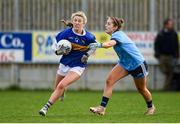 26 January 2020; Emma Morrissey  of Tipperary in action against Rebecca McDonnell of Dublin during the 2020 Lidl Ladies National Football League Division 1 Round 1 match between Dublin and Tipperary at St Endas GAA club in Ballyboden, Dublin. Photo by Harry Murphy/Sportsfile