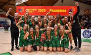 26 January 2020; The Portlaoise Panthers team celebrate after the Hula Hoops Women’s Division One National Cup Final between Portlaoise Panthers and Trinity Meteors at the National Basketball Arena in Tallaght, Dublin. Photo by Brendan Moran/Sportsfile