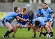 26 January 2020; Aishling Moloney of Tipperary in action against Niamh Collins, right, and Lucy Collins of Dublin during the 2020 Lidl Ladies National Football League Division 1 Round 1 match between Dublin and Tipperary at St Endas GAA club in Ballyboden, Dublin. Photo by Harry Murphy/Sportsfile