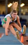 26 January 2020; Laura Cunningham of Craughwell AC, Galway, competes in the Women's Triple Jump event during the AAI National Indoor League Round 2 at AIT Indoor Arena in Athlone, Westmeath. Photo by Ben McShane/Sportsfile