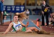 26 January 2020; Laura Cunningham of Craughwell AC, Galway, competes in the Women's Triple Jump event during the AAI National Indoor League Round 2 at AIT Indoor Arena in Athlone, Westmeath. Photo by Ben McShane/Sportsfile