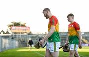 26 January 2020; Paul Doyle, left, and Jon Nolan of Carlow leave the field after the Allianz Hurling League Division 1 Group B Round 1 match between Clare and Carlow at Cusack Park in Ennis, Clare. Photo by Diarmuid Greene/Sportsfile