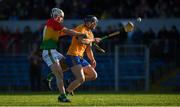 26 January 2020; David McInerney of Clare in action against Martin Kavanagh of Carlow during the Allianz Hurling League Division 1 Group B Round 1 match between Clare and Carlow at Cusack Park in Ennis, Clare. Photo by Diarmuid Greene/Sportsfile